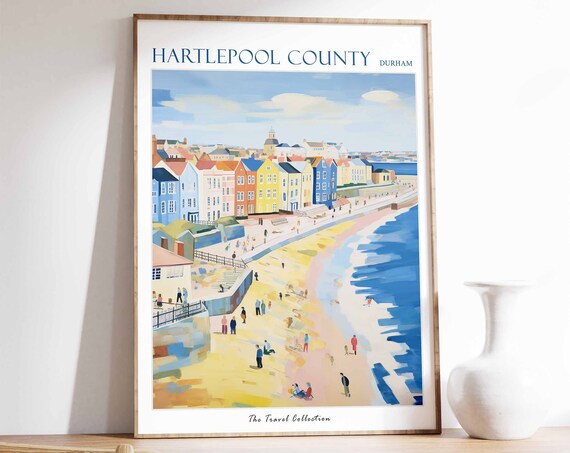Hartlepool Poster Hartlepool Travel Print Durham Travel Poster British Decor Tropical Decor Hartlepool Gift Hartlepool Travel Poster