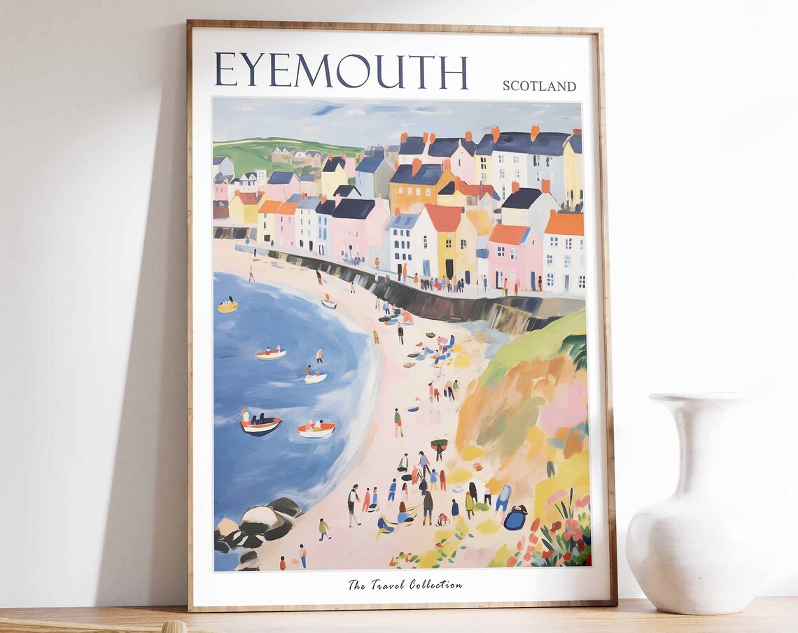 Eyemouth Scotland Beach Town Boats Colourful Houses Bay Seaside Poster