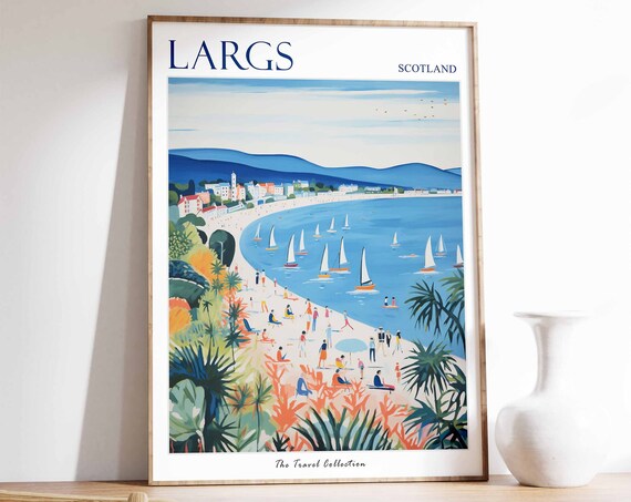 Largs Poster Largs Travel Print Scotland Travel Poster Scottish Decor Tropical Decor Sea Print Largs Gift Largs Travel Poster