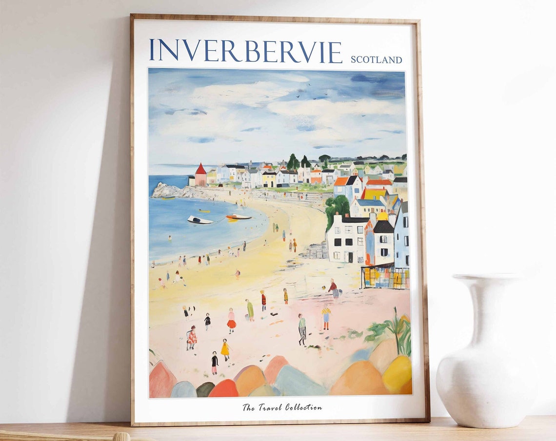 Inverbervie Poster Inverbervie Travel Print Scotland Travel Poster Scottish Decor Tropical Decor Sea Print Inverbervie Travel Poster