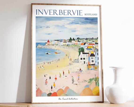 Inverbervie Poster Inverbervie Travel Print Scotland Travel Poster Scottish Decor Tropical Decor Sea Print Inverbervie Travel Poster