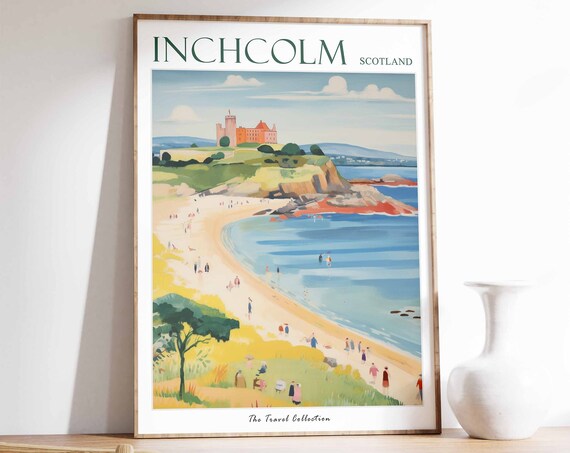 Inchcolm Poster Inchcolm Travel Print Scotland Travel Poster Scottish Decor Tropical Decor Inchcolm Gift Inchcolm Travel Poster