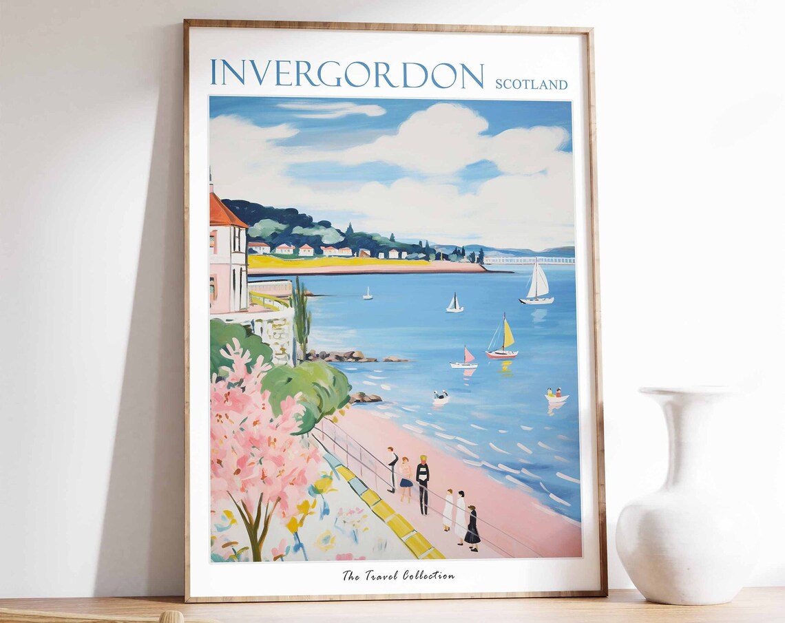 Invergordon Scotland Spring Blossom Promenade and Sailing Bay Poster