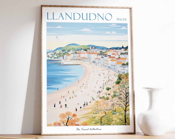 Llandudno Poster Llandudno Travel Print Wales Travel Poster Welsh Decor Tropical Decor Llandudno Gift Llandudno Travel Poster