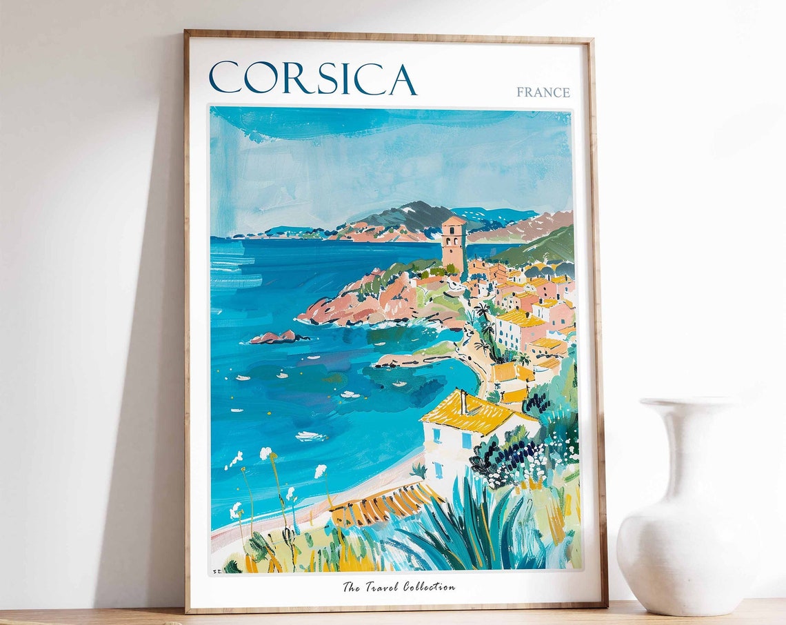 Corsica Poster Corsica Travel Print Tropical Decor Sea Wall Art French Decor France Travel Print Corsica Gift Corsica Travel Poster