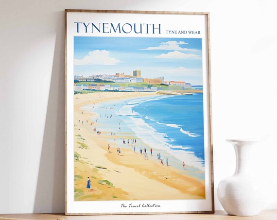 Tynemouth Poster Tynemouth Travel Print Tyne And Wear Travel Poster British Decor Tropical Decor Sea Print Tynemouth Travel Poster