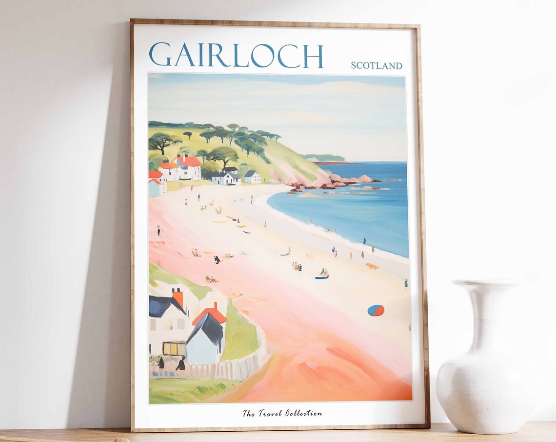 Gairloch Poster Gairloch Travel Print Scotland Travel Poster Scottish Decor Tropical Decor Sea Print Gairloch Gift