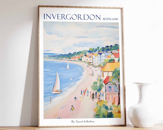 Invergordon Poster Invergordon Travel Print Scotland Travel Poster Scottish Decor Tropical Decor Sea Print Invergordon Travel Poster
