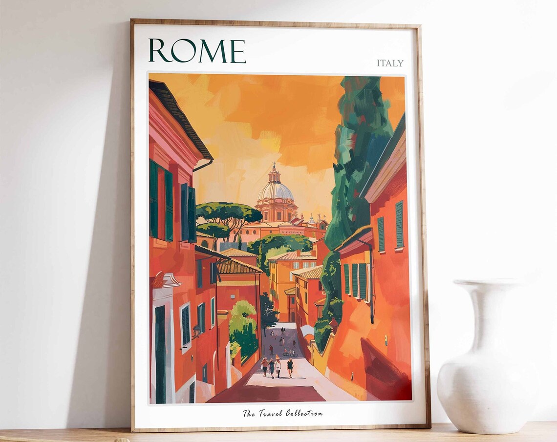 Rome Poster Rome Travel Print Tropical Decor City Wall Art Italian Decor Italy Travel Print Rome Gift Rome Travel Poster
