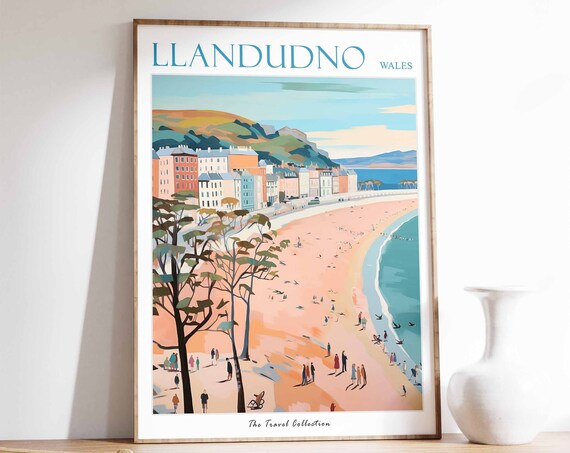 Llandudno Poster Llandudno Travel Print Wales Travel Poster Welsh Decor Tropical Decor Llandudno Gift Llandudno Travel Poster