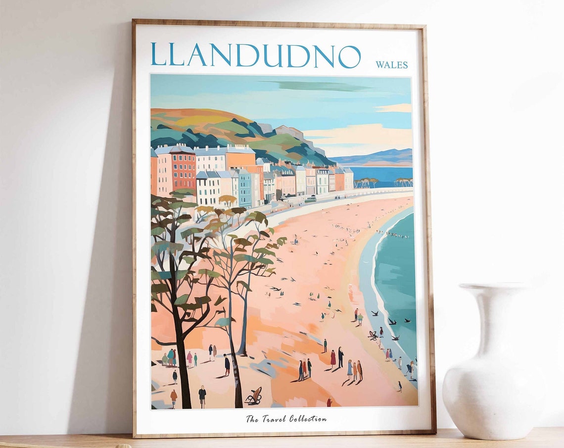 Llandudno Wales Victorian Seafront Terraces and Sandy Bay Poster