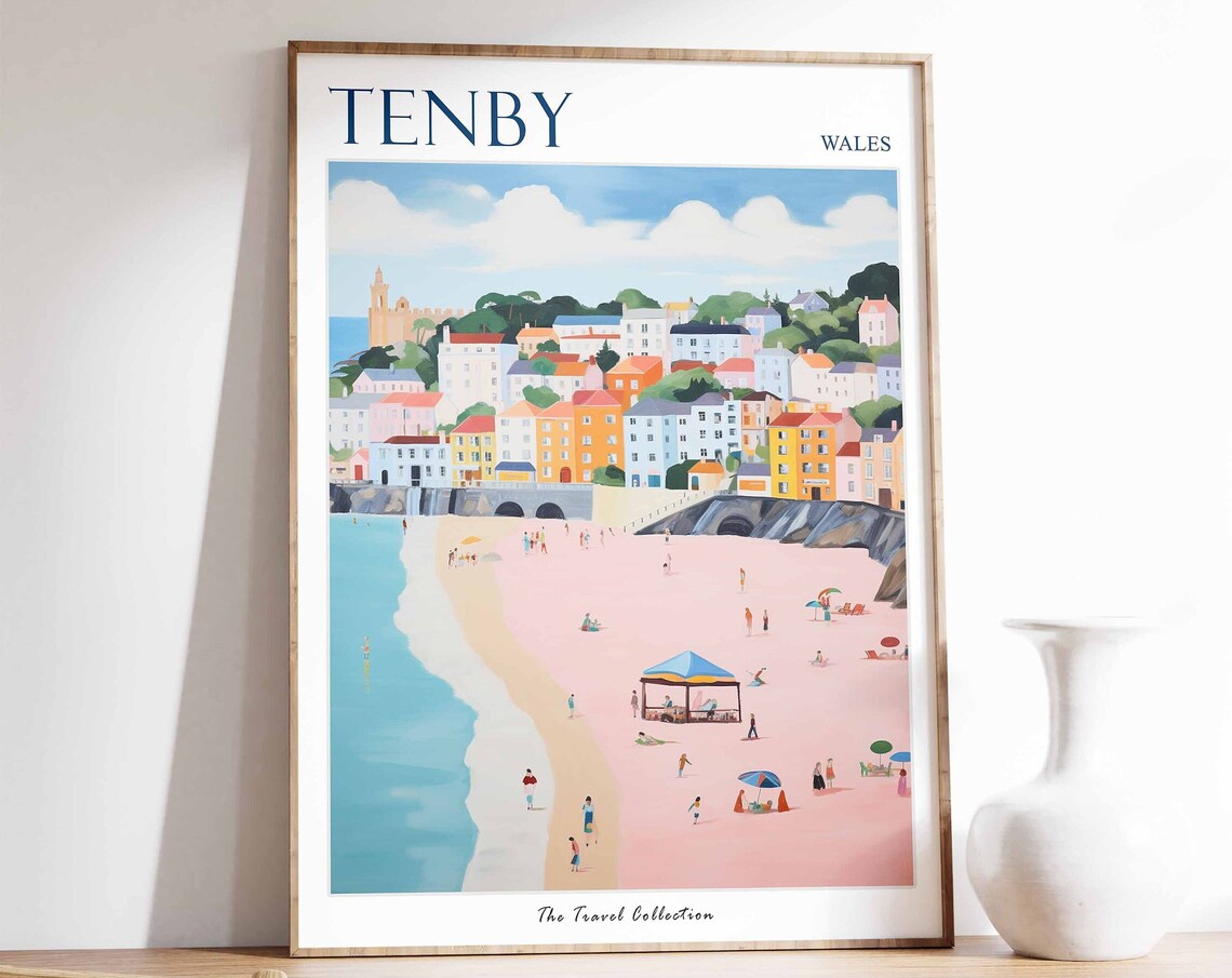 Tenby Travel Poster, Welsh Coastal Decor Print