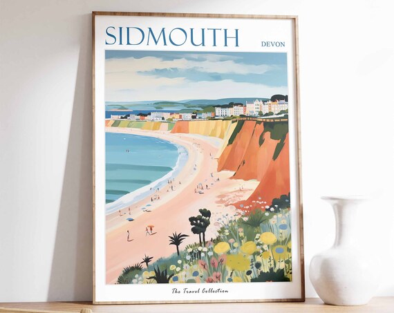 Sidmouth Poster Sidmouth Travel Print Devon Travel Poster British Decor Tropical Decor Sea Print Sidmouth Gift Sidmouth Travel Poster