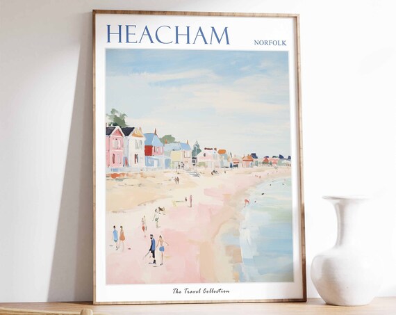 Heacham Poster Heacham Travel Print Norfolk Travel Poster British Decor Tropical Decor Sea Print Heacham Gift Heacham Travel Poster