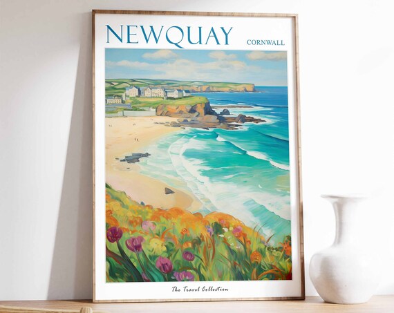 Newquay Travel Poster, Cornwall Beach Art Print
