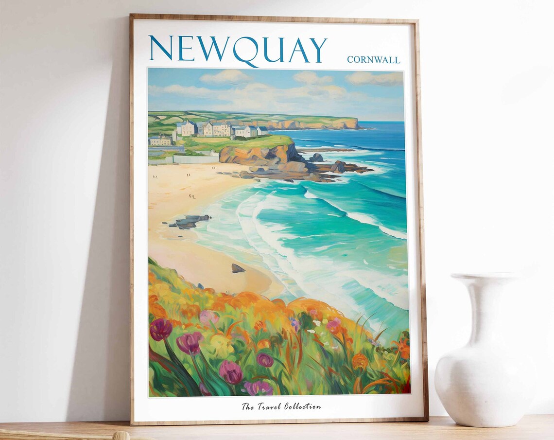 Newquay Travel Poster, Cornwall Beach Art Print