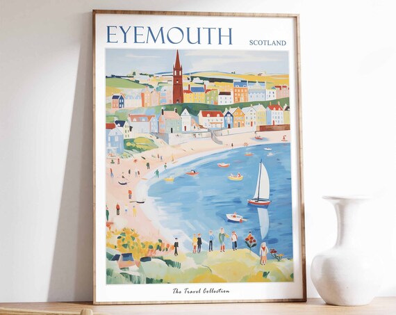 Eyemouth Poster Eyemouth Travel Print Scotland Travel Poster Scottish Decor Tropical Decor Sea Print Eyemouth Gift
