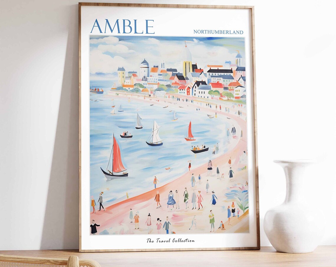 Amble Travel Poster, Northumberland Coast Art