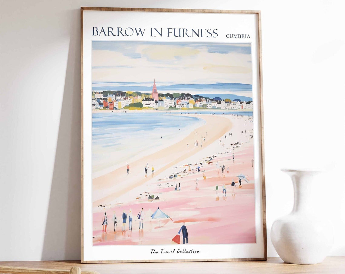 Barrow In Furness Poster Barrow In Furness Travel Print Cumbria Poster Barrovian Travel Poster Beach Art Barrow In Furness Gift