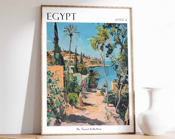 Egypt Poster Egypt Print Islamic Travel Poster Islamic Decor Tropical Print Floral Decor Middle Eastern Art Travel Gift Egypt Gift