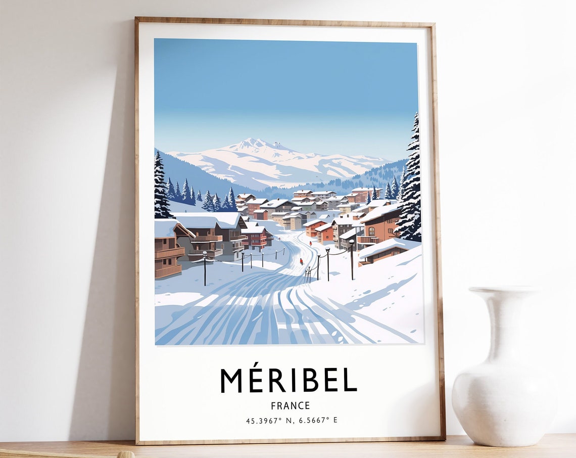Meribel Travel Print Meribel France Travel Poster Skiing Travel Poster Travel Art Travel Poster Skiing Travel Art Gift A1a2a3a4