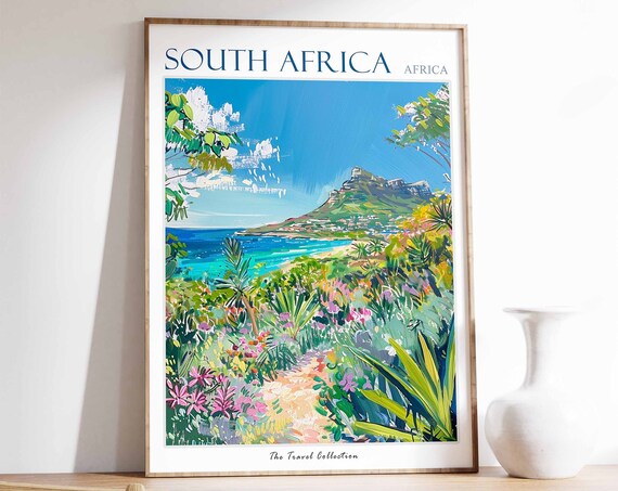South Africa Poster South Africa Travel Print African Decor Tropical Decor Botanical Art African Gift South African Gift