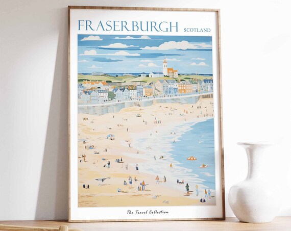Fraserburgh Poster Fraserburgh Travel Print Scotland Travel Poster Scottish Decor Tropical Decor Sea Print Fraserburgh Gift