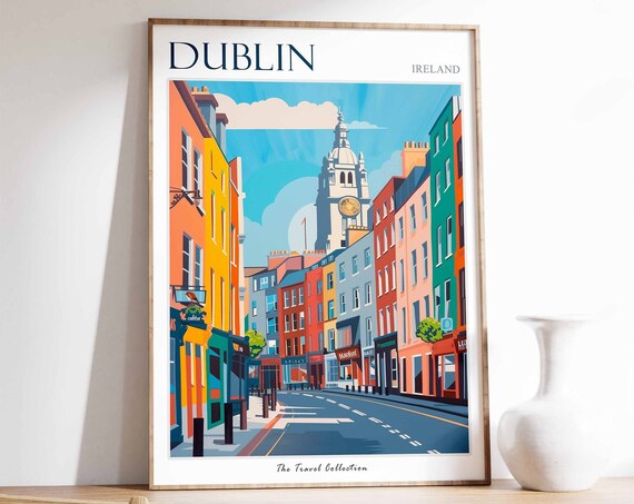 Dublin Poster Dublin Travel Print Tropical Decor City Wall Art Irish Decor Ireland Travel Print Dublin Gift Dublin Travel Poster