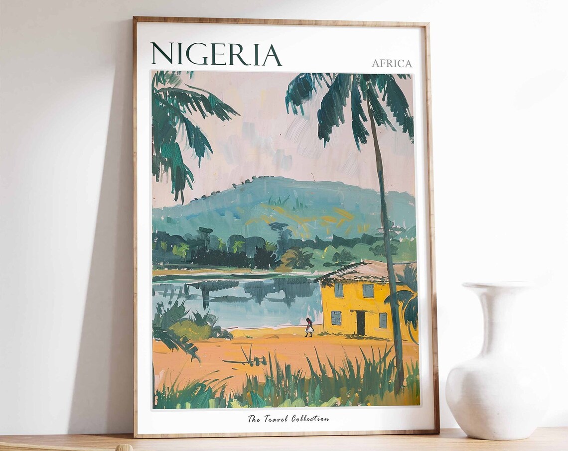 Nigeria Poster Nigeria Travel Print Nigerian Travel Poster African Decor Tropical Decor Botanical Art African Art Nigerian Gift