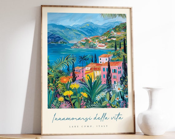 Lake Como Travel Print Lake Como Italy Travel Poster Italy Travel Print Italian Art Travel Poster Retro Travel Poster Italian Decor