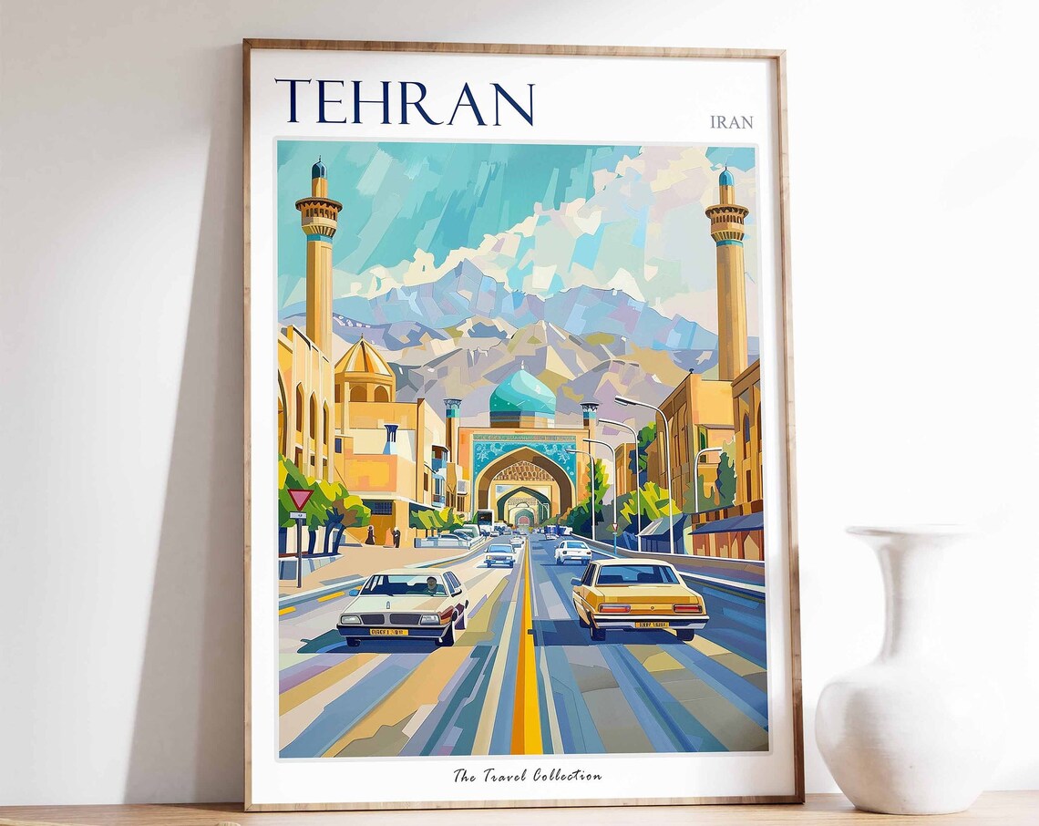 Tehran Travel Poster, Tropical City Wall Art