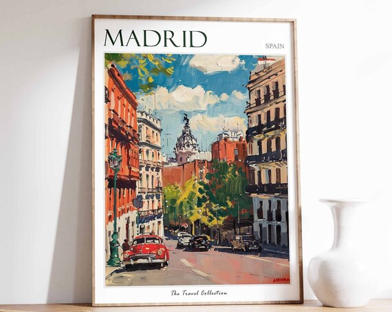 Madrid Poster Madrid Travel Print Tropical Decor City Wall Art Spanish Decor Spain Travel Print Madrid Gift Madrid Travel Poster