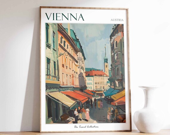 Vienna Poster Vienna Travel Print Tropical Decor City Wall Art Austrian Decor Austria Travel Print Vienna Gift Vienna Travel Poster