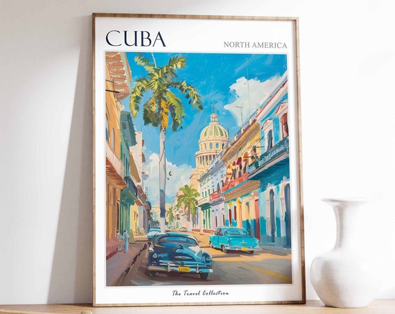 Havana Vintage Travel Poster, Tropical Decor