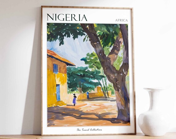 Nigeria Poster Nigeria Travel Print Nigerian Travel Poster African Decor Tropical Decor Botanical Art African Art Nigerian Gift