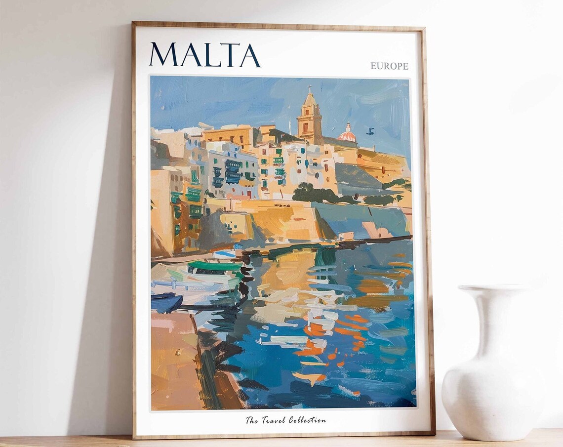 Malta Travel Poster, Tropical European Decor