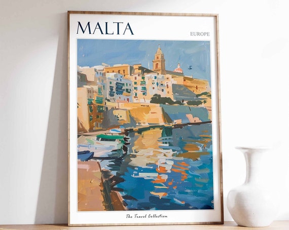 Malta Travel Poster, Tropical European Decor