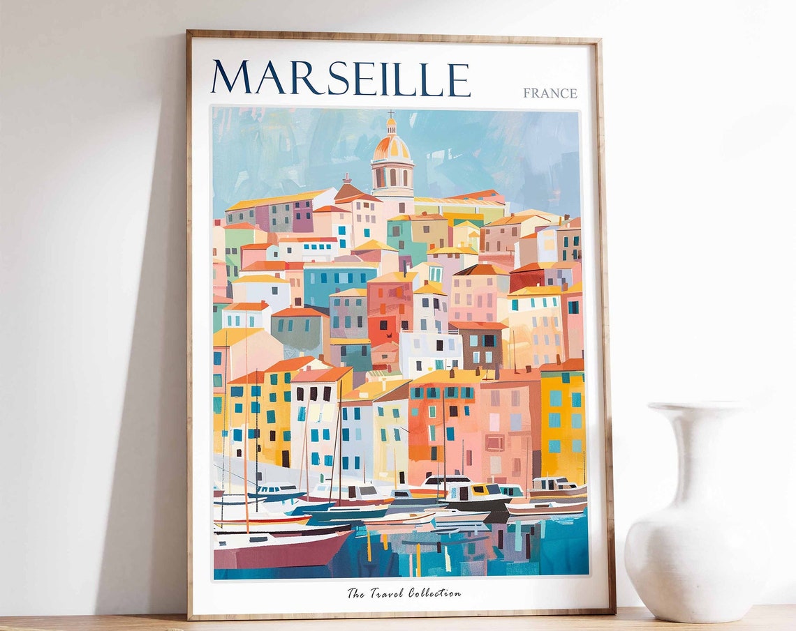Marseille Poster Marseille Travel Print Tropical Decor City Wall Art French Decor France Travel Print Marseille Gift