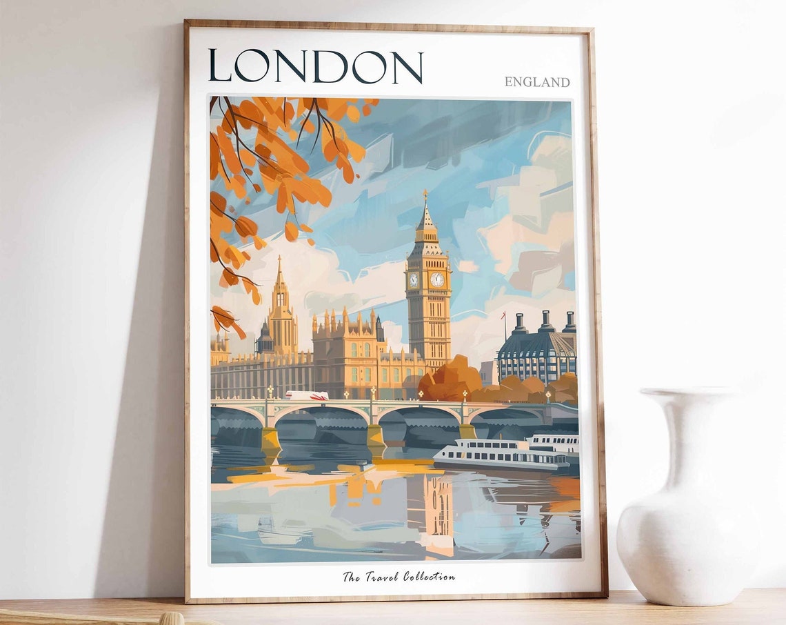 London Poster London Travel Print Tropical Decor City Wall Art British Decor England Travel Print London Gift London Travel Poster