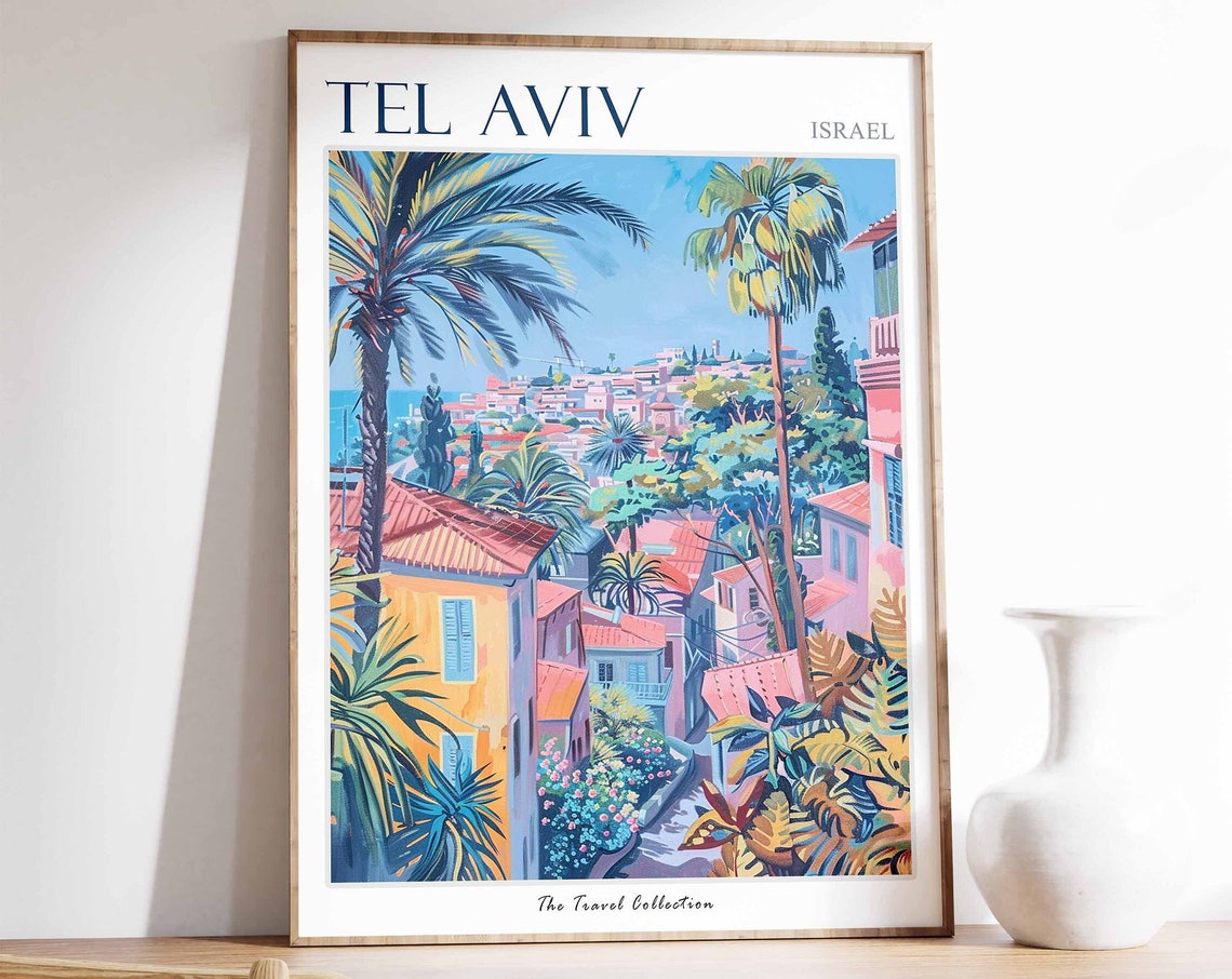 Tel Aviv Poster Tel Aviv Travel Print Israeli Decor Jewish Wall Art Israel Travel Poster Israel Gift Tel Aviv Art Jewish Gift