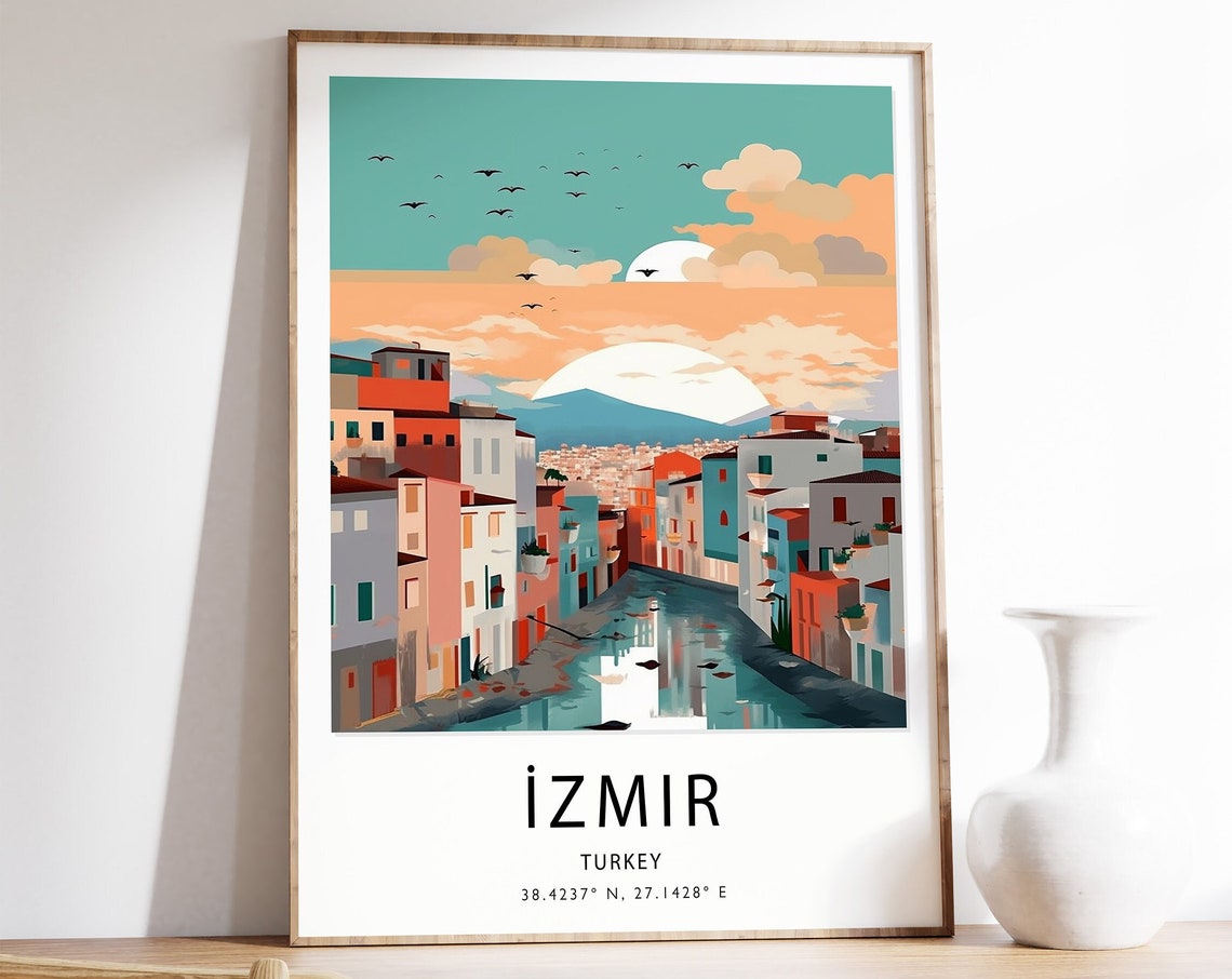 Izmir Travel Print Turkey Travel Poster Izmir Travel Wall Art Modern Travel Art Travel Gift Travel Decor Gift For Traveller