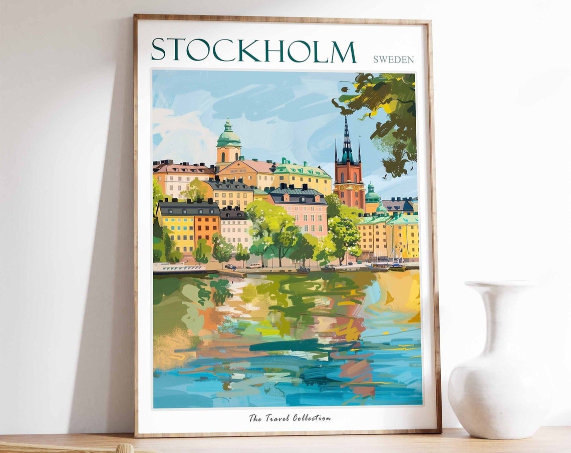 Stockholm Poster Stockholm Travel Print Tropical Decor Sea Wall Art Swedish Decor Sweden Travel Print Stockholm Gift