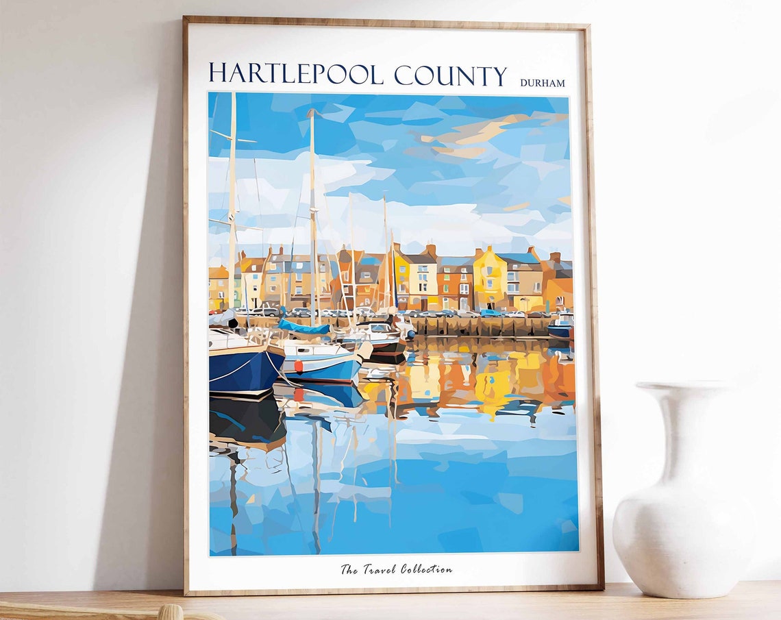 Hartlepool County Durham Marina Sailboat Harbor Travel Art Poster