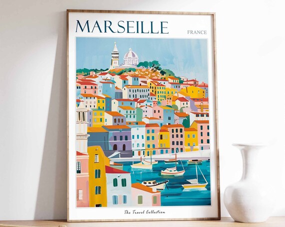 Marseille Poster Marseille Travel Print Tropical Decor City Wall Art French Decor France Travel Print Marseille Gift