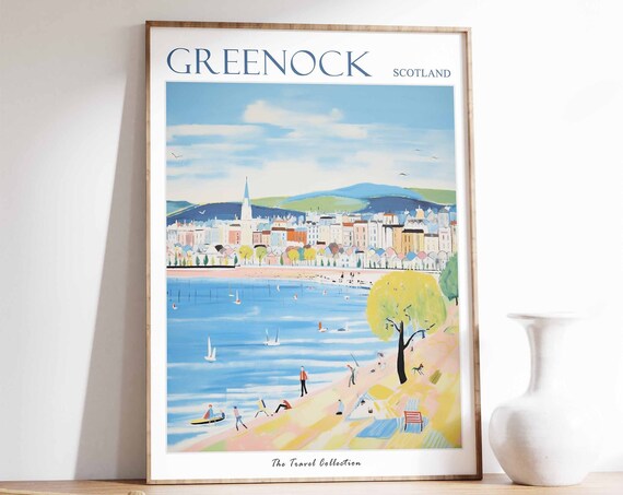 Greenock Poster Greenock Travel Print Scotland Travel Poster Scottish Decor Tropical Decor Greenock Gift Greenock Travel Poster