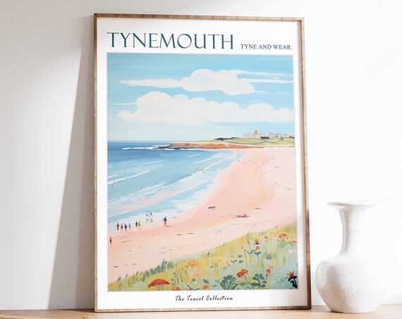 Tynemouth Poster Tynemouth Travel Print Tyne And Wear Travel Poster British Decor Tropical Decor Sea Print Tynemouth Travel Poster