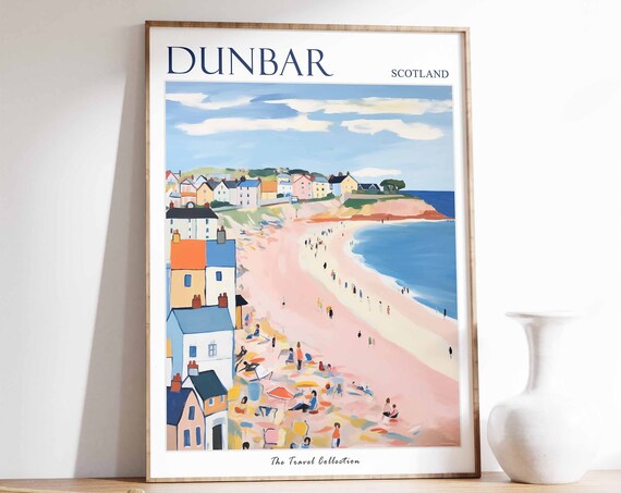 Dunbar Poster Dunbar Travel Print Scotland Travel Poster Scottish Decor Tropical Decor Sea Print Dunbar Gift Dunbar Travel Poster