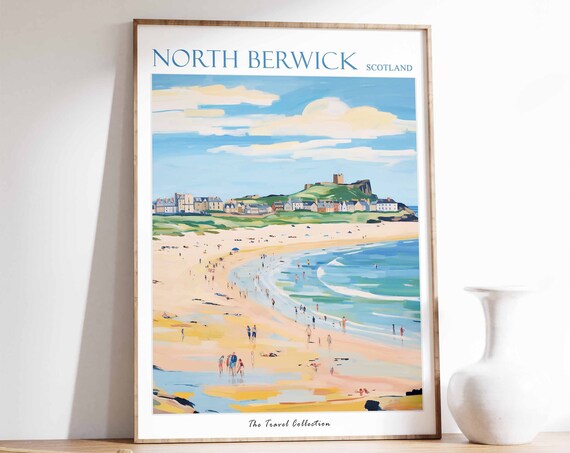 North Berwick Poster North Berwick Travel Print Scotland Travel Poster Scottish Decor Tropical Decor North Berwick Travel Poster