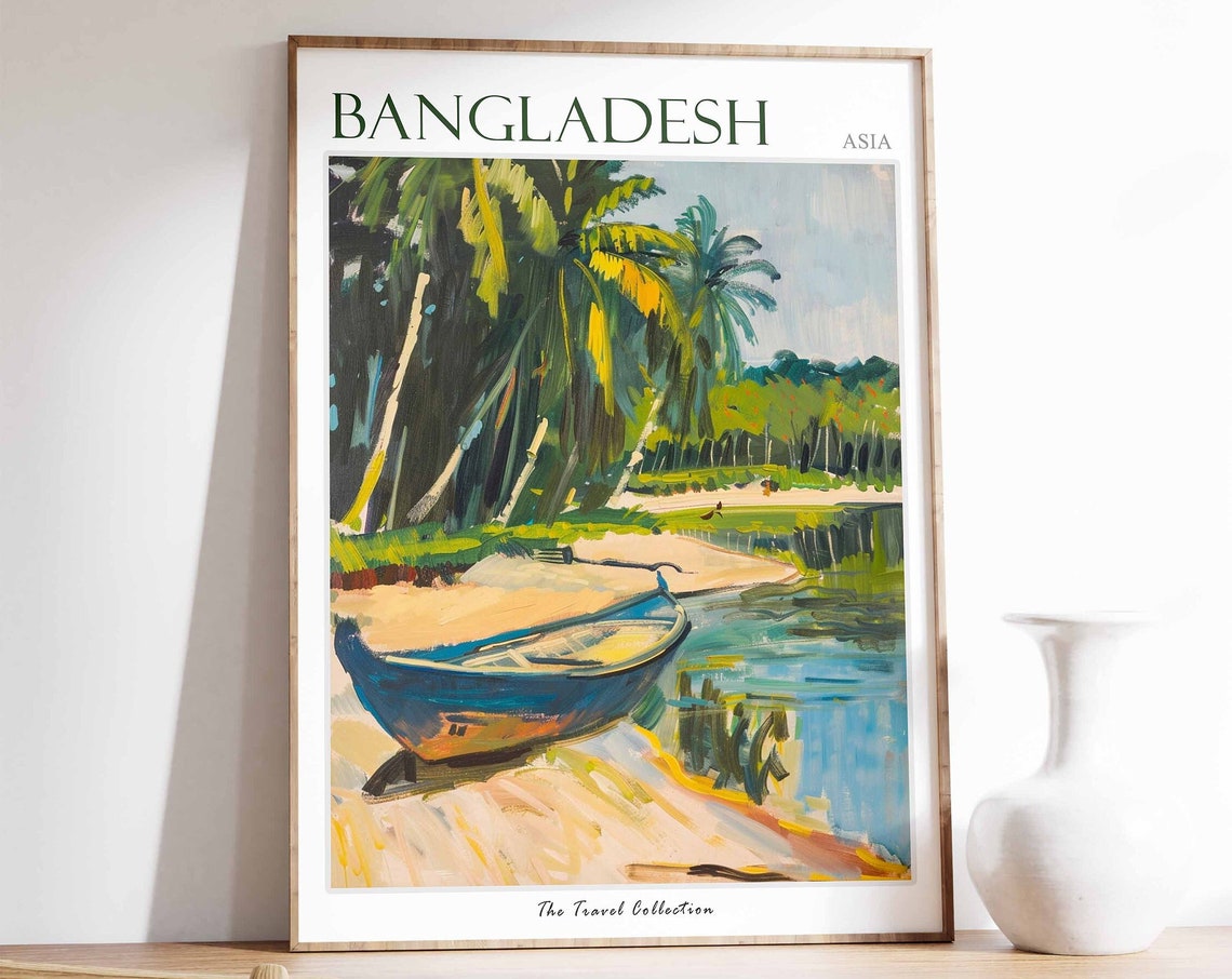 Bangladesh Poster Bangladesh Travel Print Islamic Travel Poster Islamic Decor Middle Eastern Art Travel Gift Floral Print