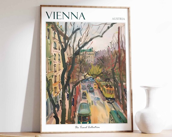 Vienna Poster Vienna Travel Print Tropical Decor City Wall Art Austrian Decor Austria Travel Print Vienna Gift Vienna Travel Poster